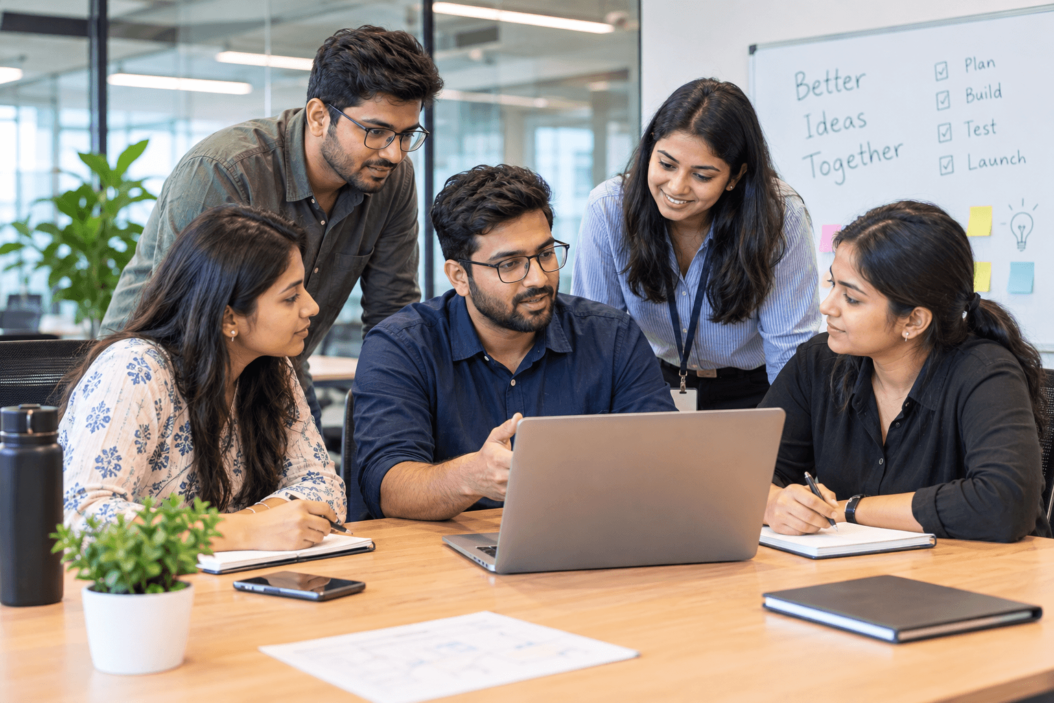 Development team in a bright office